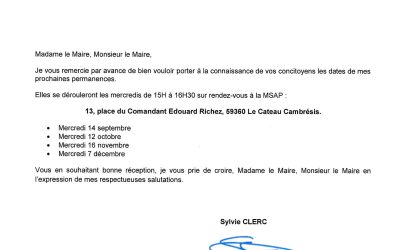 Les Permanences de Mme Sylvie Clerc.