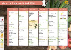 Menu de la cantine du 8 novembre au 17 décembre 2021